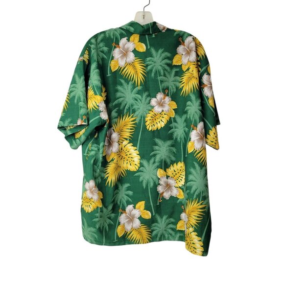 Vintage Hibiscus and Palm Trees Silky Hawaiian Shirt - Picture 3 of 3